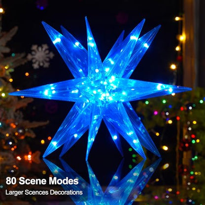 Christmas Star Tree Topper with App Control RGB Lights 13.8" Indoor Outdoor Decor