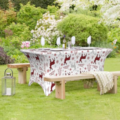 Christmas Reindeer Spandex Rectangle Tablecloth 4FT - Winter Holiday Decor