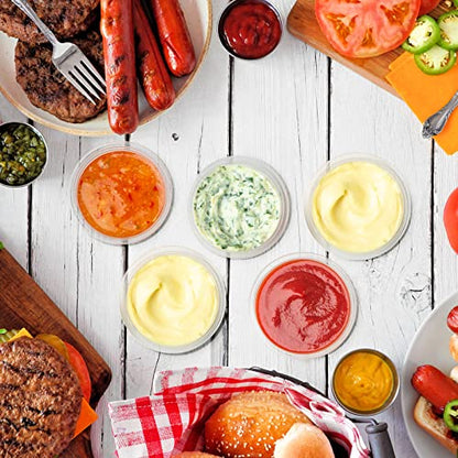 1000 Pack Jelly Shot Cups With Lids - 2oz Plastic Small Containers for Portion, Souffle, Sauce, Salad Dressing, Food Condiment - Disposable