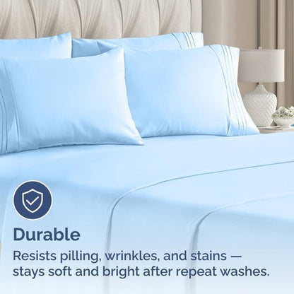 King Pillow Cases Set of 8 - Ultra Soft Hotel Quality Pillowcase Covers - Comfy. Cozy & Wrinkle Free - Shrink, Stain and Fade Resistant - Machine Washable Pillow Protectors - 8 Piece Set - Light Blue
