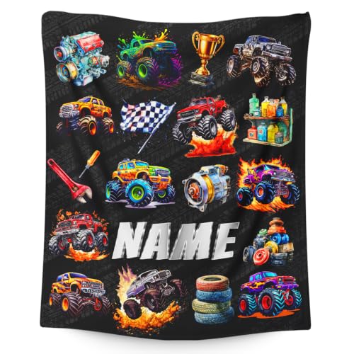 Silver Kids Truck Blanket Gift for Boys - Flannel Throw for Son & Nephew
