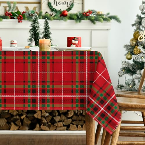 Christmas Tablecloth 60x120 Inch Rectangular Buffalo Plaid Red & Green