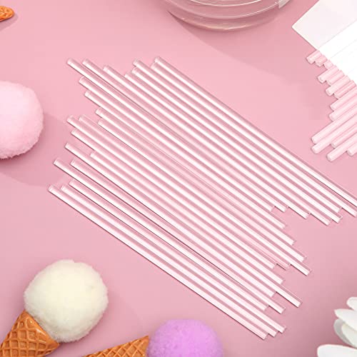 200 Pieces Acrylic Lollipop Sticks Cake Pops Sticks Candy Sticks Treat Sticks for Wedding Halloween Christmas Candy Cake Pops Cupcake Toppers Chocolate Cookie Dessert (Clear, 4 Inch)