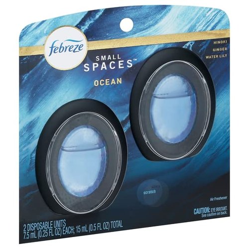 Febreze Odor Eliminator Small Spaces Air Freshener Ocean, 25 fl oz, 2 Pk