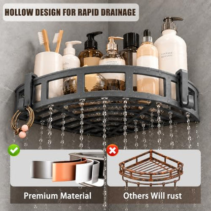 Corner Shower Caddy Hanging Rack - Rustproof Adhesive L-Shape Design - Gery 1 Pack