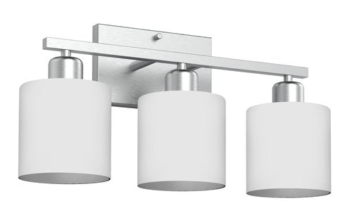 Dekang Bathroom Light Fixtures Over Mirror Brushed Nickel, Rustproof 3-Light Bathroom Vanity Lights, 18 Inches Modern Wall Sconces E26 Base, Milky White Glass Shades, Bulbs Not Included