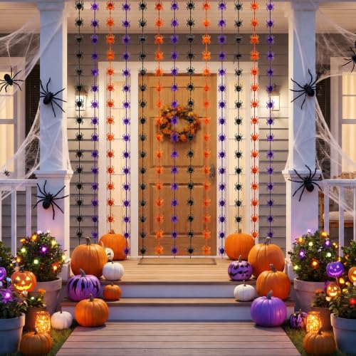 Halloween Spider Tinsel Foil Curtain - 2 Pack, 1m x 2m, Party Decor