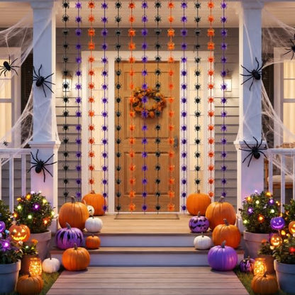 Halloween Spider Tinsel Foil Curtain - 2 Pack, 1m x 2m, Party Decor
