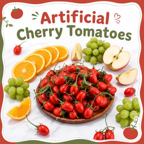 Artificial Red Cherry Tomatoes Set - Realistic Faux Fruit Decor, 100 Pcs