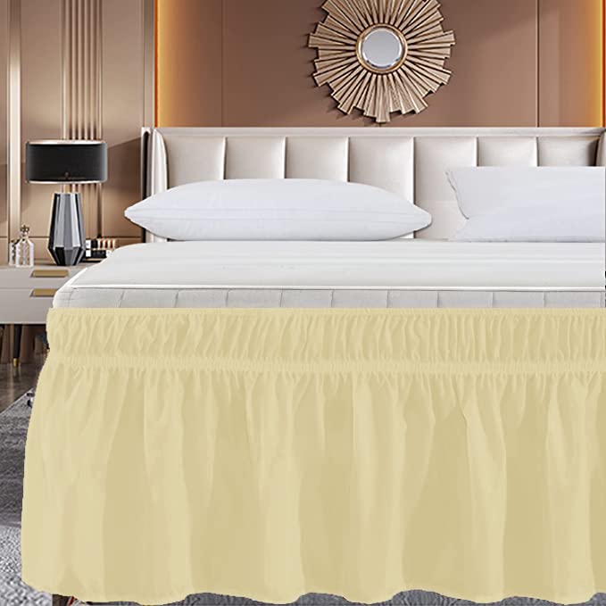 Wrap Around Bed Skirt, Luxurious 100% Egyptian Cotton 800 Thread Count 1 Pcs Bed Skirt, 18" Inch Drop - Twin Size (39" X 75") Inch, Ivory Solid