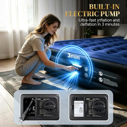 Full Size Air Mattress with Built-in Pump - 18 Inch Raised Inflatable Bed - Twin