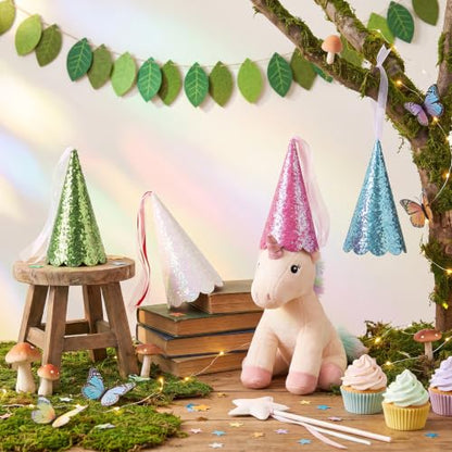 5 Pcs Glitter Princess Party Cone Hats with Ribbons and Tassels