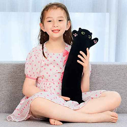 Black Cat Plush Toy Soft Long Cat Pillow Plushies Doll Stuffed Animal Plush Body Pillow Black Sesame Meowchi Sofa Throw Pillow Decoration Gift for Kids Girl, 50cm/19.7inch