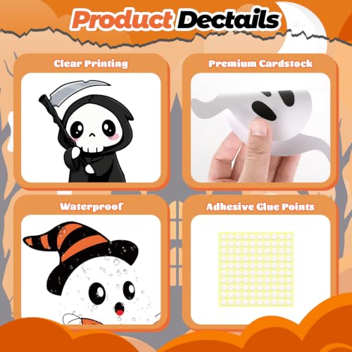 17Pcs Halloween Ghost Decorations Set for Door Wall & Window Decor