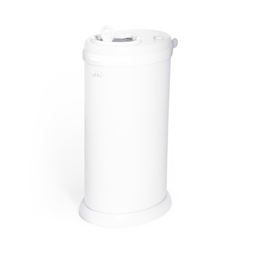 Ubbi Steel Diaper Pail, Odor Locking, No Special Bag Required, Award-Winning, Registry Must-Have, White