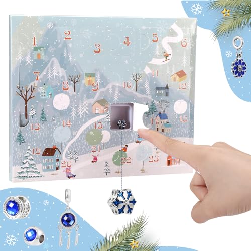 Naler Jewelry Advent Calendar 2026 - Light Blue Winter Themed Jewelry Making Kit with Bracelets