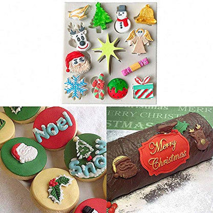 Christmas Fondant Molds Set for Cake Decorating Silicone Candy Mold - Holiday Baking