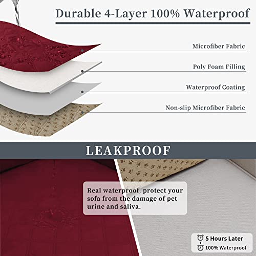 Waterproof L-Shape Sectional Couch Cover - X-Large Christmas Red, 2-Piece