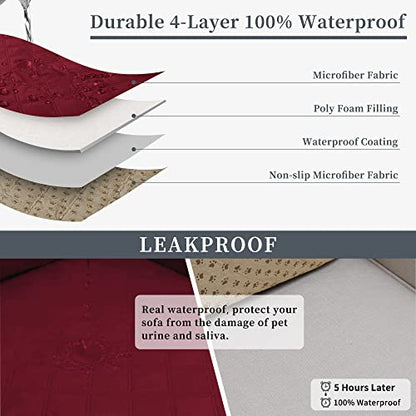 Waterproof L-Shape Sectional Couch Cover - X-Large Christmas Red, 2-Piece