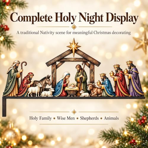 12in Nativity Scene Door Topper Christmas Front Door Frame Decor - Holy Night Display