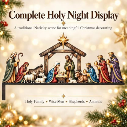 12in Nativity Scene Door Topper Christmas Front Door Frame Decor - Holy Night Display