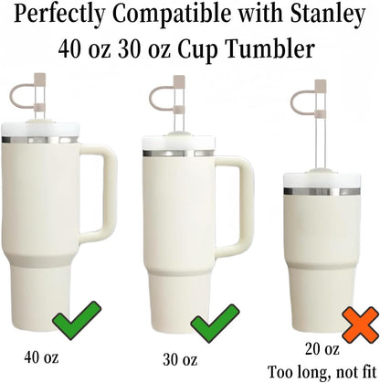 Stanley Replacement Glass Straws - Reusable Straws with Covers & Cleaning Brush | 12 PCS Set