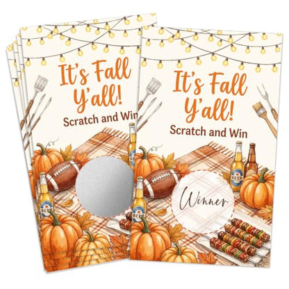 It's Fall Y'all Bonfire Picnic Party Scratch Off Cards Red027 - 50 Pack