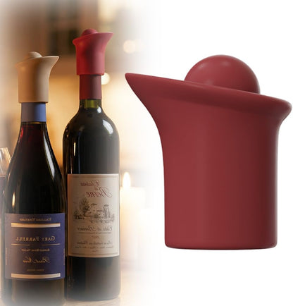 Silicone Wine Stopper for Wine Bottles, 2026 New Seal Bottle Cover Caps to Keep Wine Fresh, Upgrade Glass Bottle Sealer Covers Wine Stoppers for Home Use Cover Wine Bottle Caps (Red)