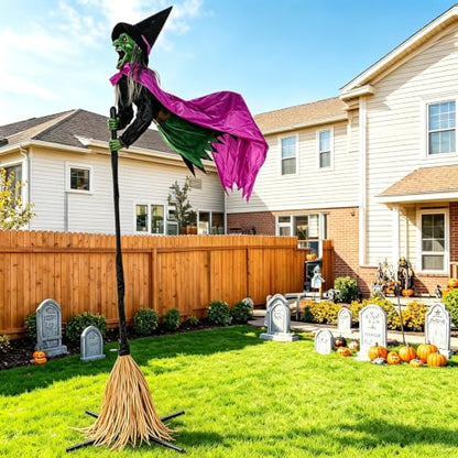 Outdoor Flying Witch Animatronic - 10.5FT Spooky Hovering Halloween Decor