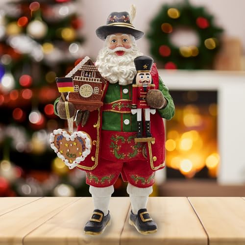 Festive Fabricché German Santa Figurine with Music and Nutcracker
