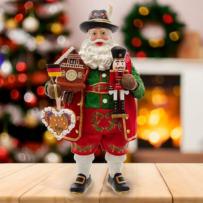 Festive Fabricché German Santa Figurine with Music and Nutcracker