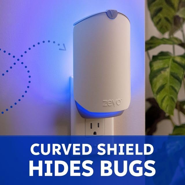 Zevo Flying Insect Trap & Cartridge - Plug in Fly Trap & Indoor Bug Catcher for Gnats, House & Fruit Flies - Mess-Free - Use in Any Room - Uses Blue & UV Light (1 Plug in Device & 1 Cartridge)
