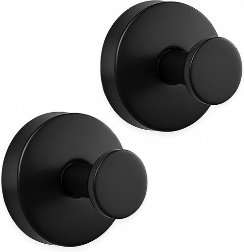Heavy Duty Suction Cup Hooks by [Brand Name] - Stainless Steel Bathroom Towel & Loofah Hangers | Matte Black, 2 Pack