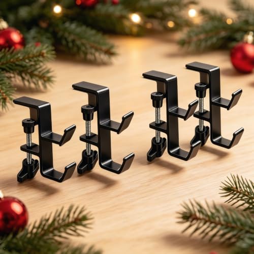Stocking Holders for Mantle 4-Pack Adjustable Garland Hooks