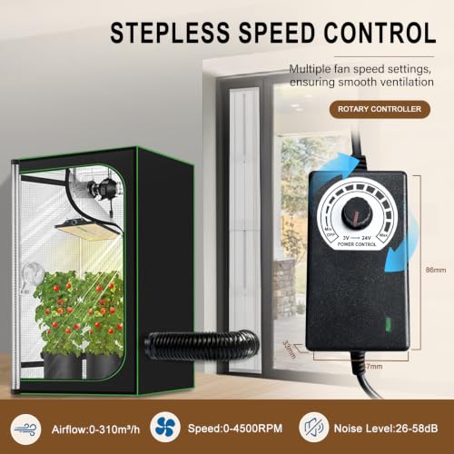 Adjustable Vent Kit with 4-Inch Exhaust Fan for Greenhouse, AC, Dryer, 3D Printer