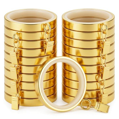 20 Pcs Gold Curtain Rings with Clips 1-5/8 Inch Easy Glide Support