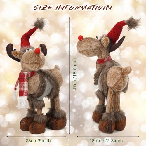 Reindeer Christmas Gnome Plush Decoration - Gray Cloth, Indoor Holiday Decor