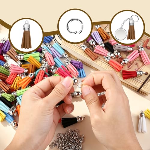 Multi Color Key Chain Tassel Charm Set for Jewelry Making - 25 Colors, Faux Leather