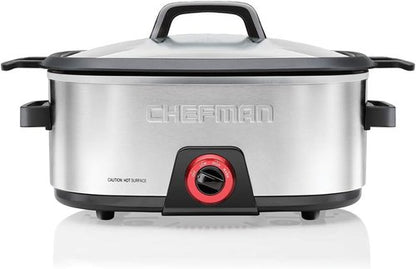 Chefman 6-Quart Slow Cooker - Electric Cooking with Removable Insert for Family-Size Soups & Stews
