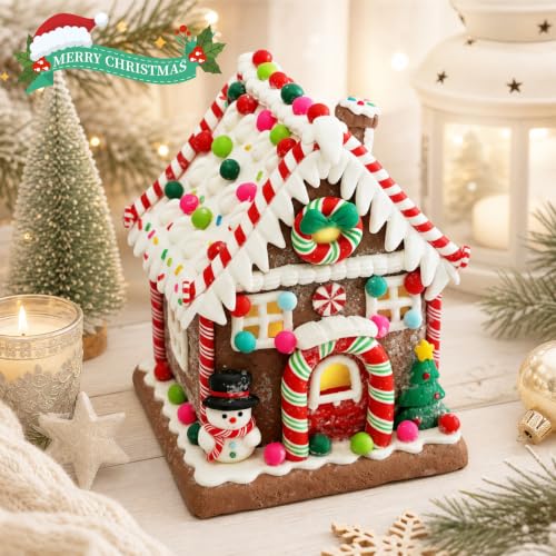 LED Gingerbread House Decorations - Indoor Christmas Village Display