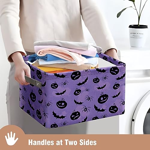 Andemie Halloween Bin Ghost Basket Large Foldable Storage Bin Cube Collapsible Organizer Trick or Treat Bags Candy Buckets for Halloween Parties