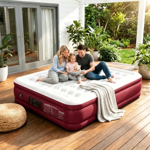 Queen Air Mattress with Built-In Pump, 800 Lbs Capacity, Portable Bed