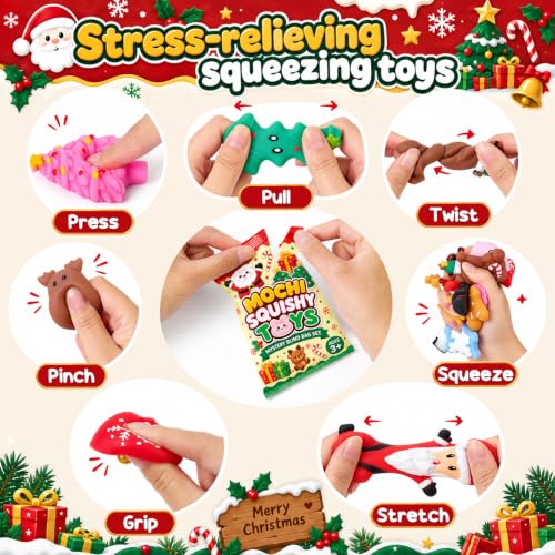 Christmas Squishy Toys 32 Pack Kids Holiday Party Favors & Stocking Stuffers