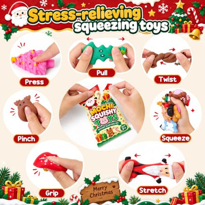 Christmas Squishy Toys 32 Pack Kids Holiday Party Favors & Stocking Stuffers
