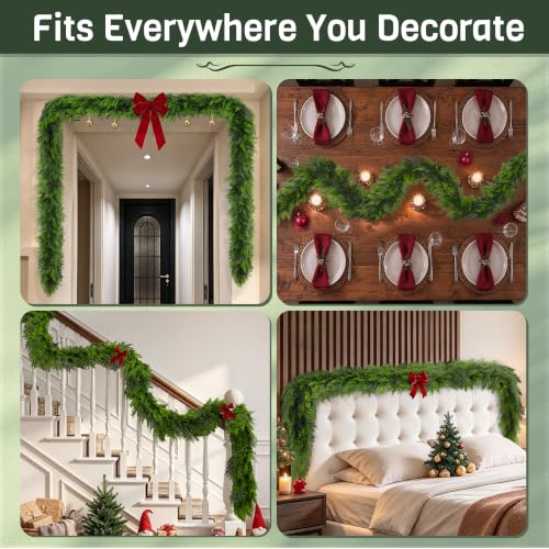 2 Pack 6ft Real-Touch Cedar Garland - Artificial Greenery for Mantel, Indoor/Outdoor