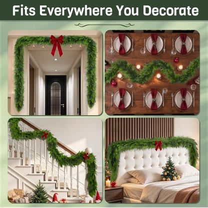 2 Pack 6ft Real-Touch Cedar Garland - Artificial Greenery for Mantel, Indoor/Outdoor
