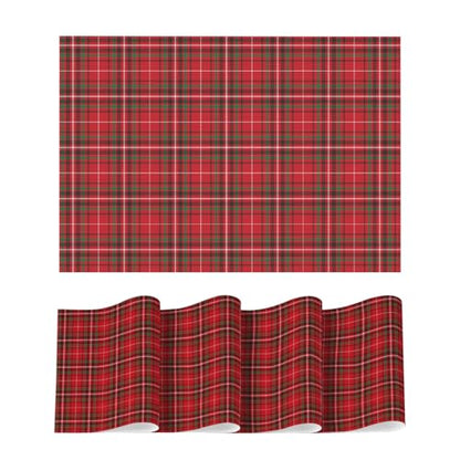 Red Buffalo Plaid Winter Placemats Set of 4 - 12x18 Inch Washable & Heat-Resistant