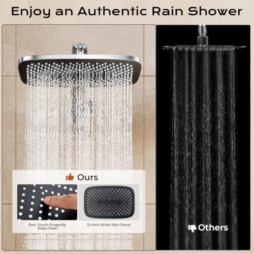Veken 12-Inch Rain Shower Head with Handheld & 3-in-1 High Pressure Shower Combo - Chrome
