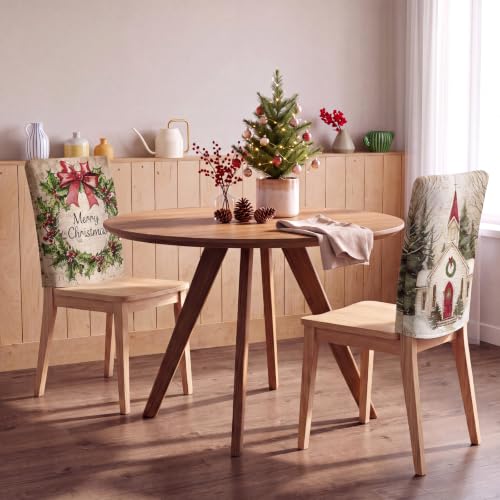 Christmas Snowman Chair Covers 12 Pack - Winter Holiday Slipcovers for Dining Chairs