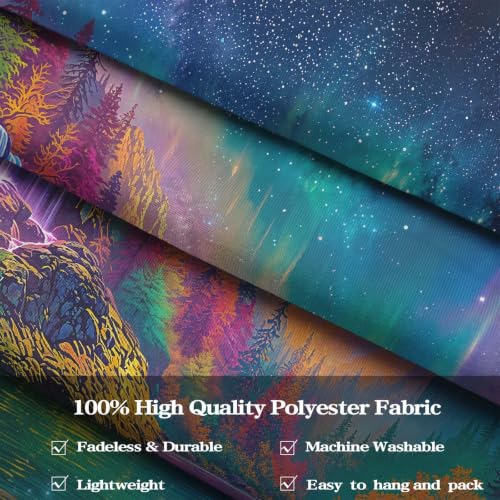 Blacklight Nature Forest Mountain Waterfall Tapestry 48x36 Inch - Purple Fluorescence